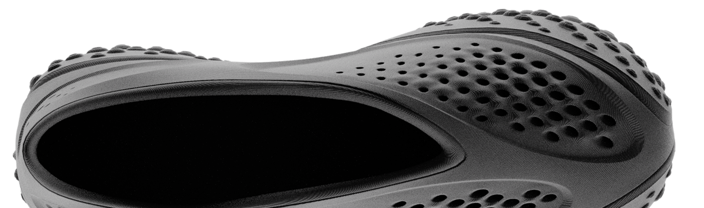 3D printed shoe viewed from above